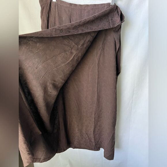 Eileen Fisher | Adjustable Waist Wrap Skirt Brown with Floral Print 3x - Picture 5 of 12